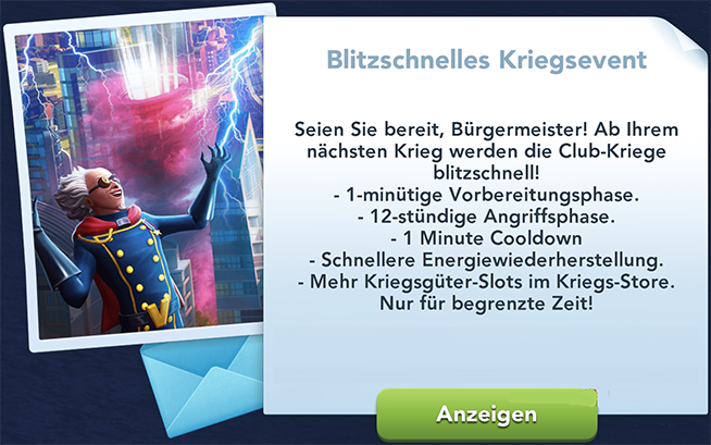 Blitzschnelles Kriegsevent Info