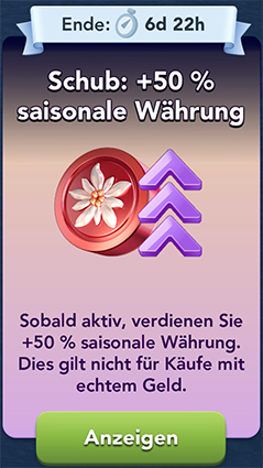 Schub 50 saisonale Währung Start