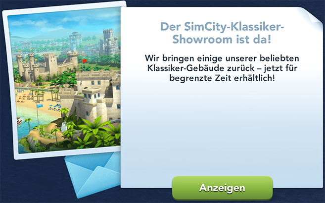 SimCity Klassiker Showroom Info