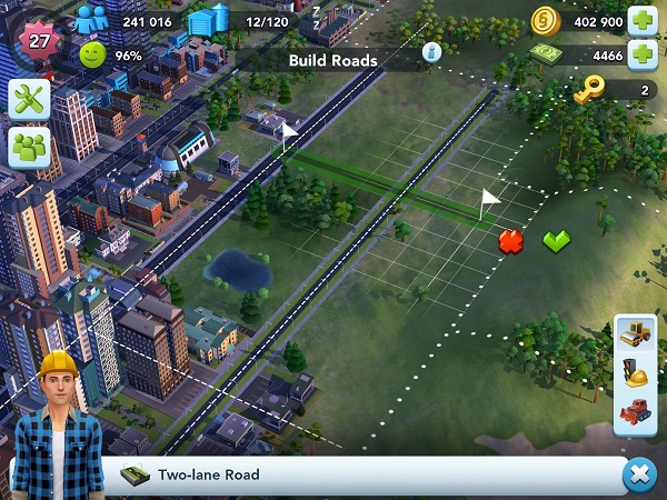 simcity buildit drawing a road small