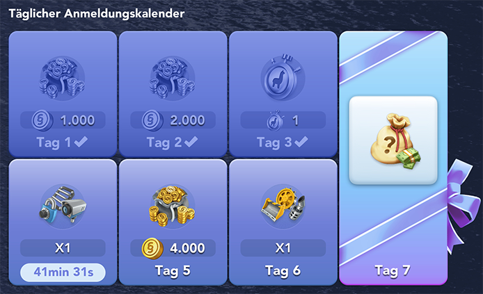 Täglicher Anmeldungskalender