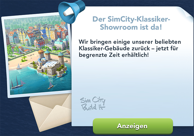 Die SimCity Klassiker Showroom Info